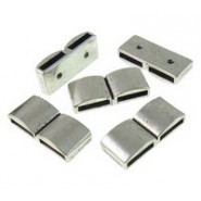 Metalen verdeler voor 2.5x10mm plat koord/leer - Antiek zilver
